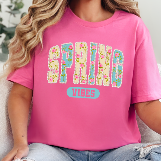 Faux Pearl Spring Vibes Graphic Tee