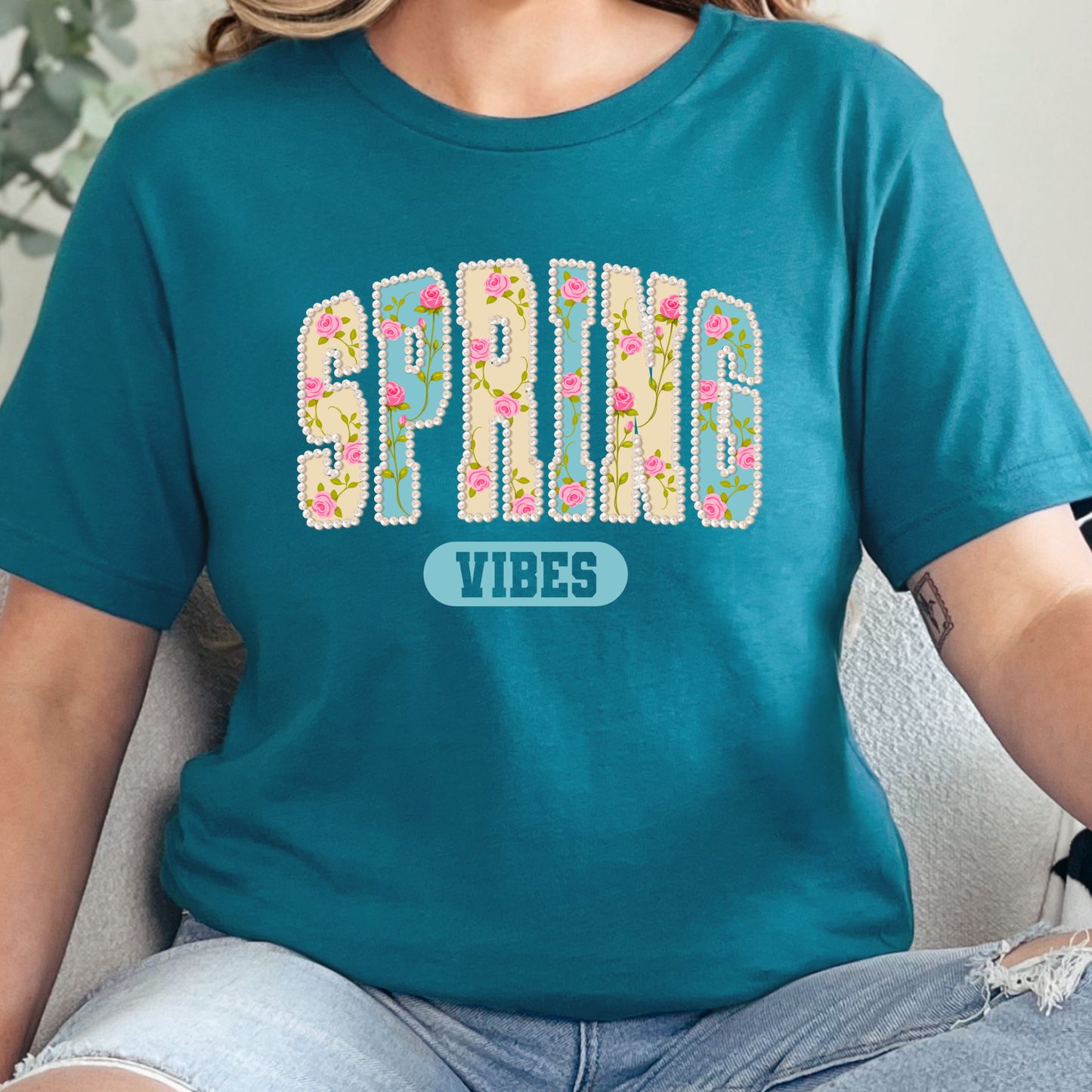 Faux Pearl Spring Vibes Graphic Tee