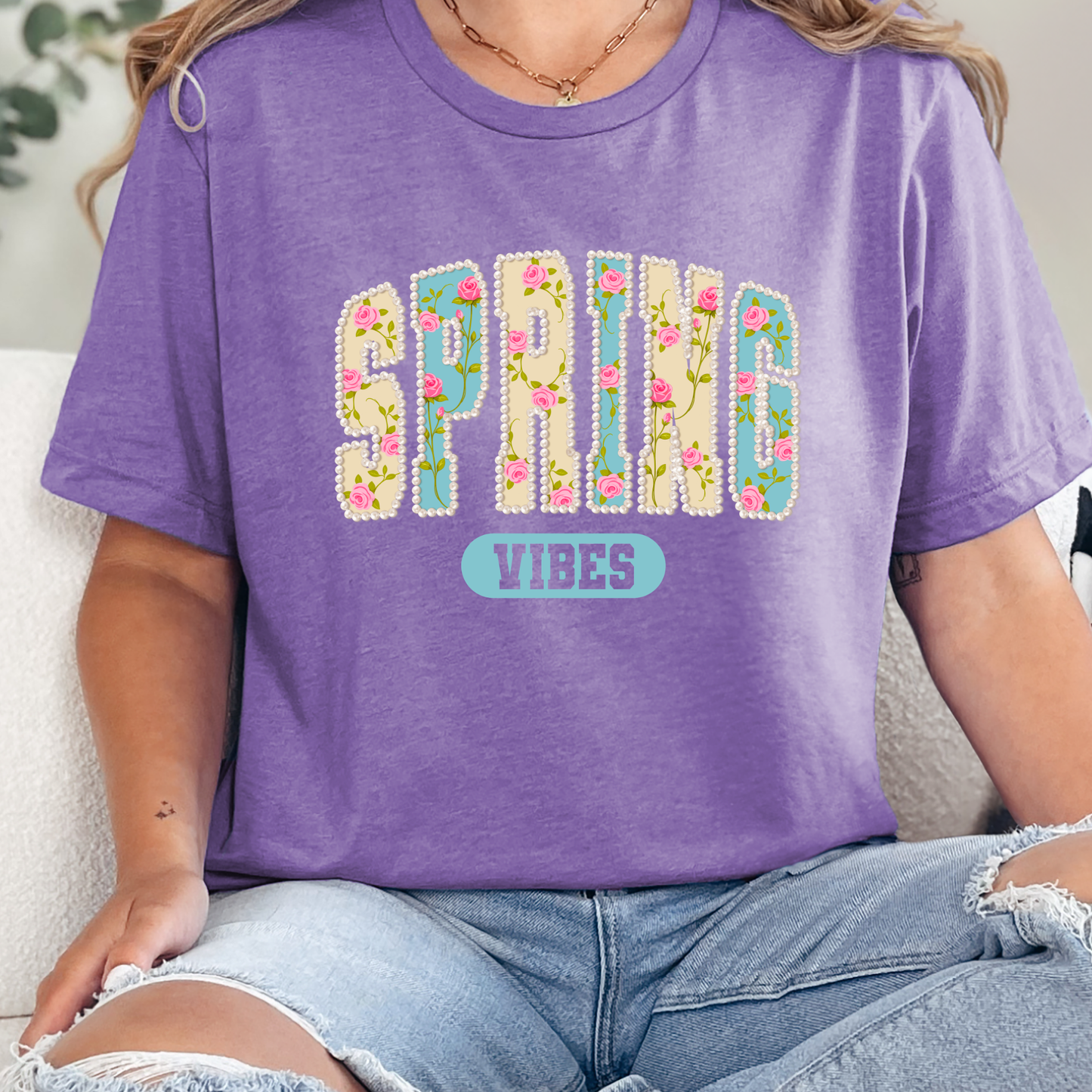 Faux Pearl Spring Vibes Graphic Tee