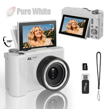 Digital Camera for Photography, Y2K Foldable Screen Portable Vlogging Camera with 32GB SD Card, Wrist Strap, Self Timer, Smooth Video vlogging Camera